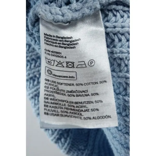 H&M Women's Sweater Light Blue Pullover Long Sleeve Chunky/Open Knit Size Medium - Image 4