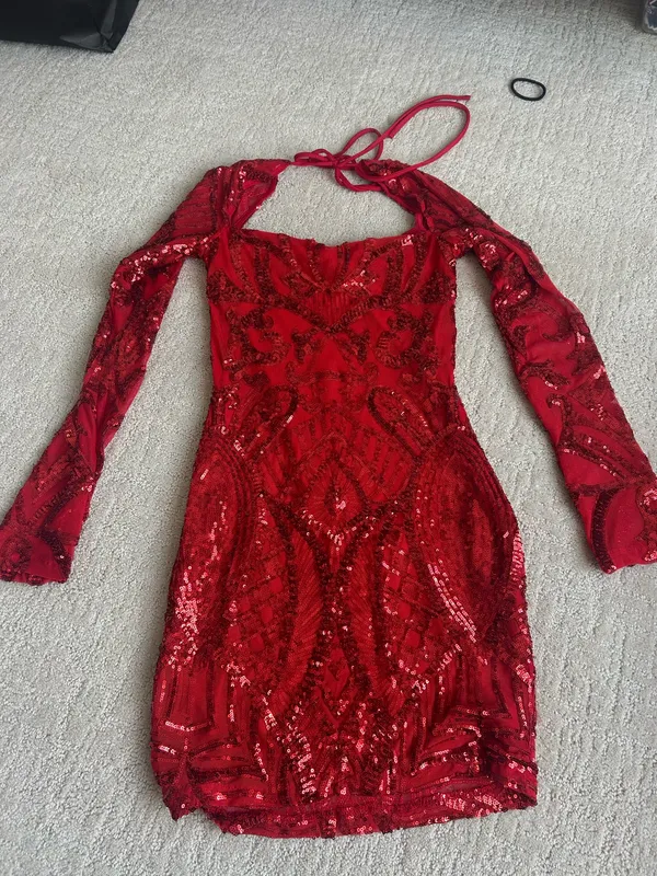 Lucy in the Sky Red Sequin Mini Dress - Image 3