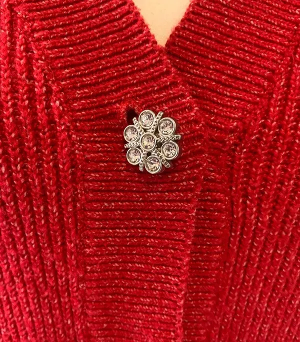 Loft | red snow flake button knit cardigan - Image 7