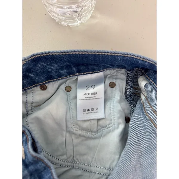 Mother The Ditcher Crop Jeans Blue Broken Record Distressed 1448-259 Size 29 - Image 10