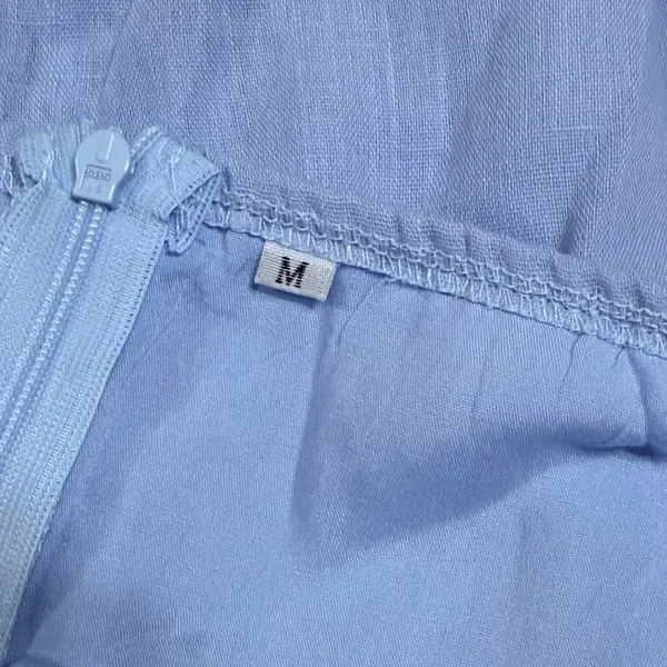 Light Blue Halter Maxi Dress Square Neck Basque Waist Periwinkle Size M - Image 5