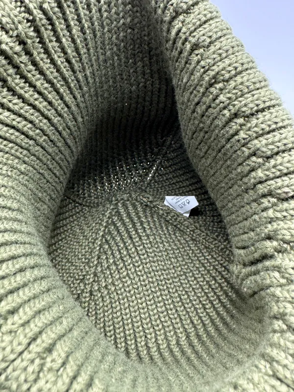 adidas Glam On Woolie Beanie Hat Olive Green Ribbed Cuff Knit Cap NWOT - Image 5