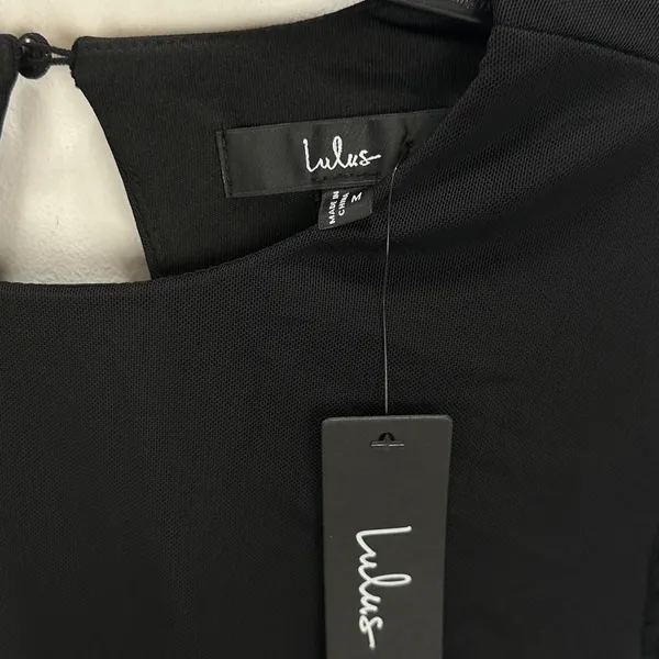Lulus Vibrant Poise Black Mesh Ruched Maxi Dress Formal Evening Medium NWT - Image 8