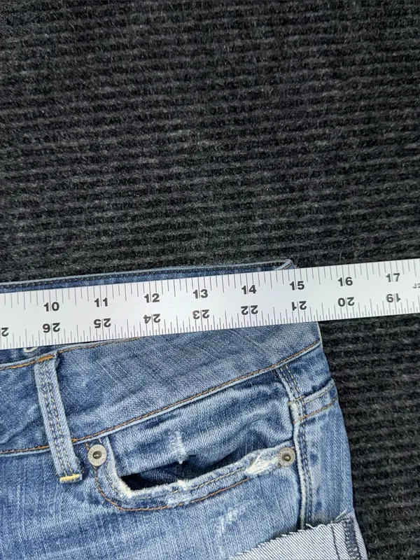 VTG Y2K American Eagle Ultra Low Rise Micro Mini Jean Shorts 2 Distressed Grunge - Image 6