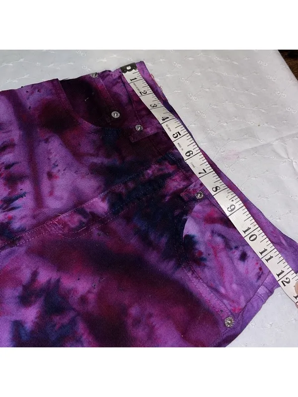 90s • Vintage Guess Jean shorts • custom tie dyed • psychedelic • festival party - Image 5