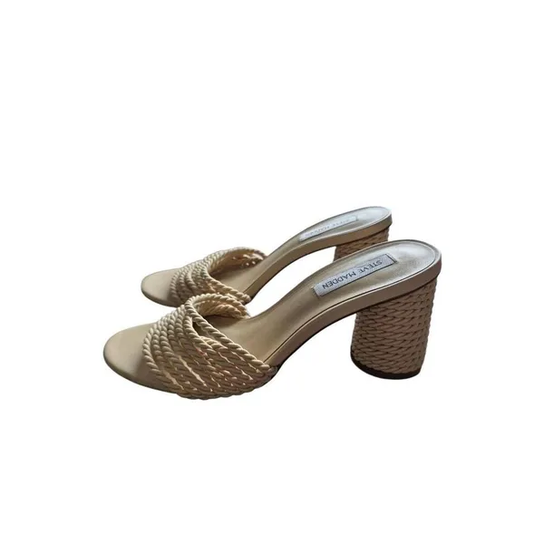 Steve Madden Jolina Block‎ Heel Cream Slip On Open Toe Sandals Size 8 - Image 2