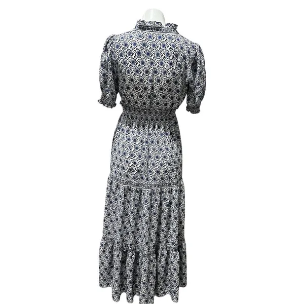 Max Studio Women's XS Blue Floral Maxi Dress Boho Chic 3/4 Sleeve - Image 5