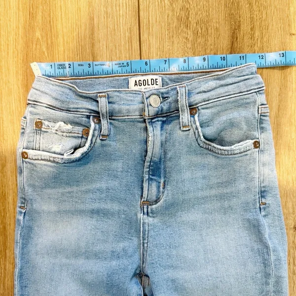 Agolde Womens Denim High Waist Jeans Sz 25 Stretch Comfort Chewed Hem Distress - Image 6