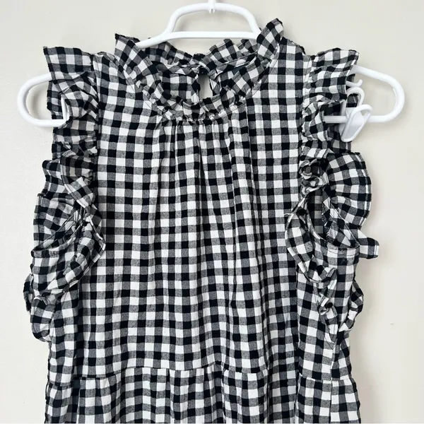 Maeve by Anthropologie Black White Gingham Ruffle Dress Size XS - Image 2