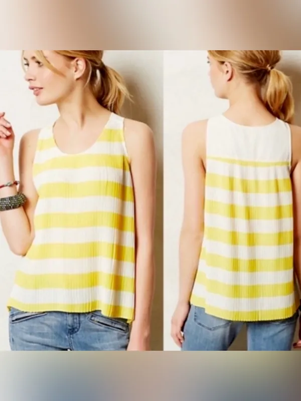 Anthropologie MAEVE Pleated Tank Top Size 6 - Image 2