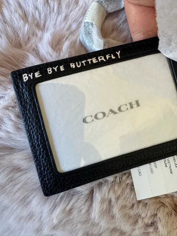 Coach ID Lanyard Card Case Wallet with Sketch Print in Black Pebble Leather NWT - Image 5