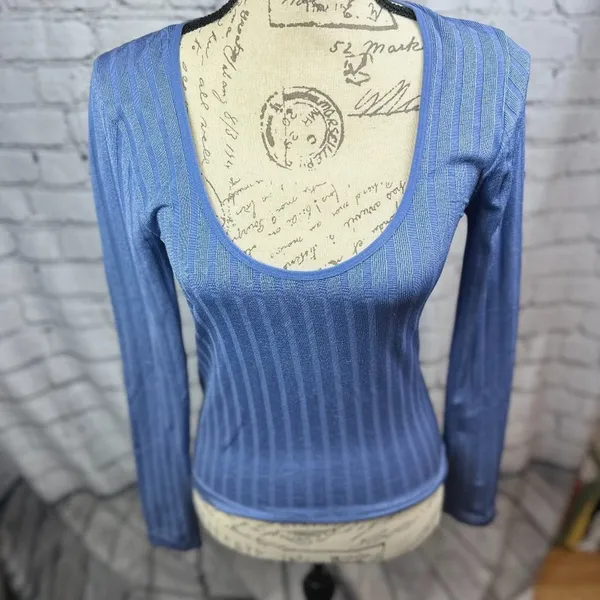 Free People Lucky You Layering Scoop Neck Top Blue M/L - Image 6