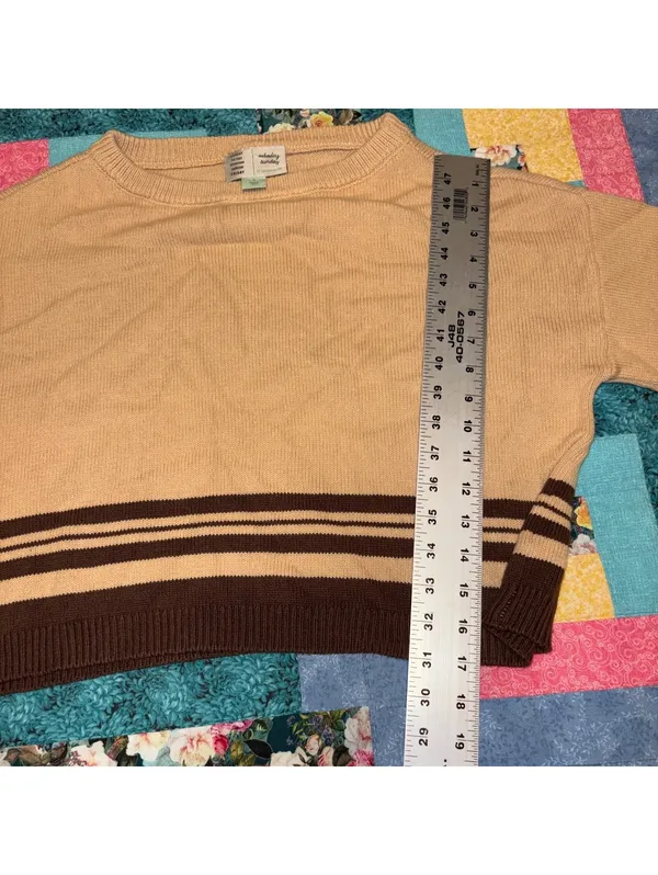 Anthropologie Saturday Sunday Striped Knit Oversized Crop Crew Sweater, Size M - Image 8
