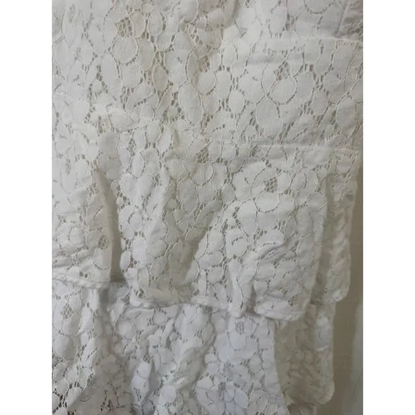 B. Darlin White Lace Tiered Ruffle Mini Dress Sweetheart Neckline Small - Image 3