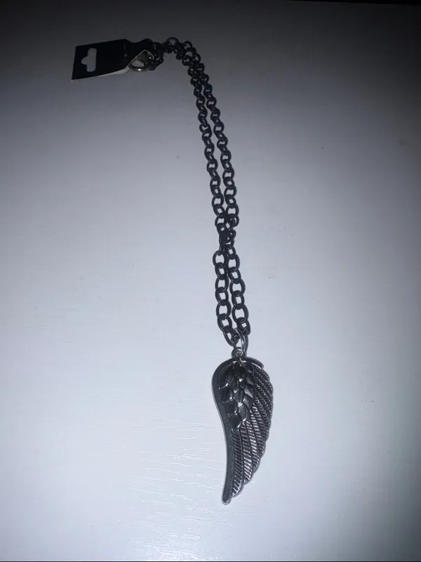 Amanda Sanchez black cabin Silver Tone Wing Pendant Necklace - Image 3