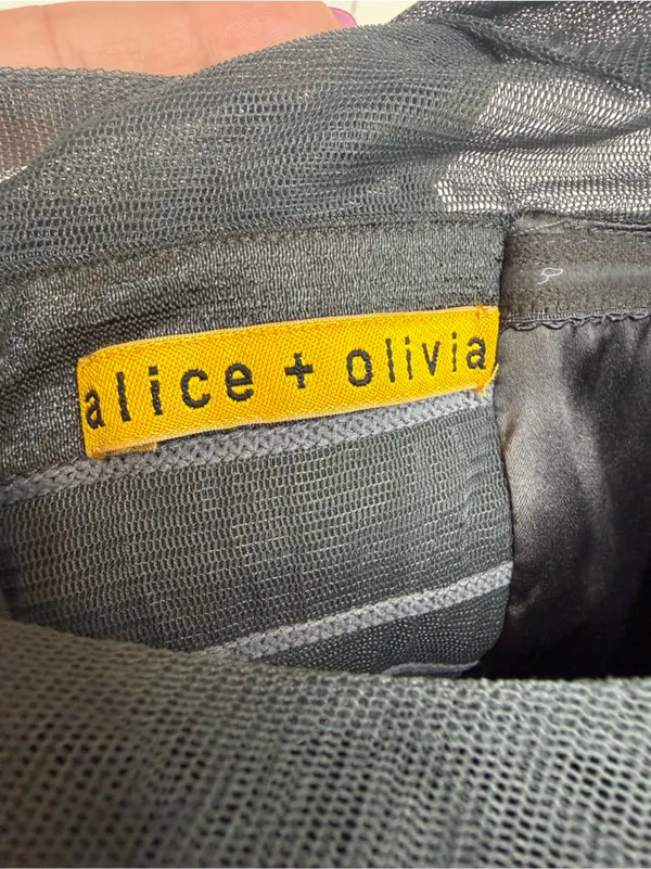 Alice + Olivia Sleeveless Charcoal Gray Mesh Bodice Party Dress size S - Image 4