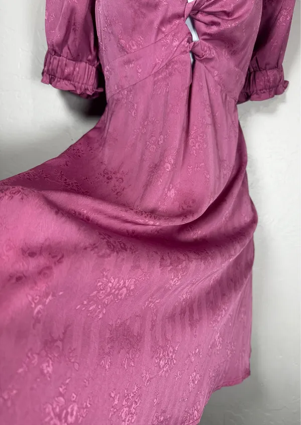 Gianni Bini Rose Pink Floral Jacquard Dress Size Large - Image 5