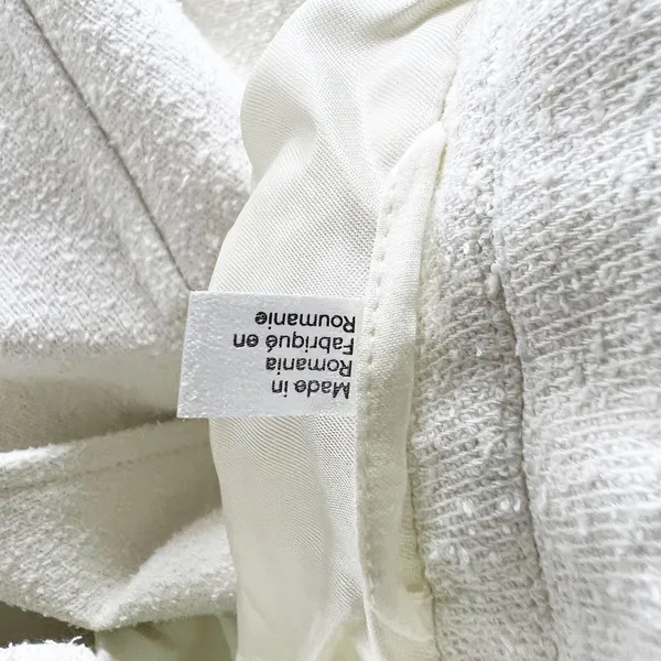 COS Cotton Woven Textured Collared Lapel Wrap Structured Blazer Jacket White 10 - Image 2