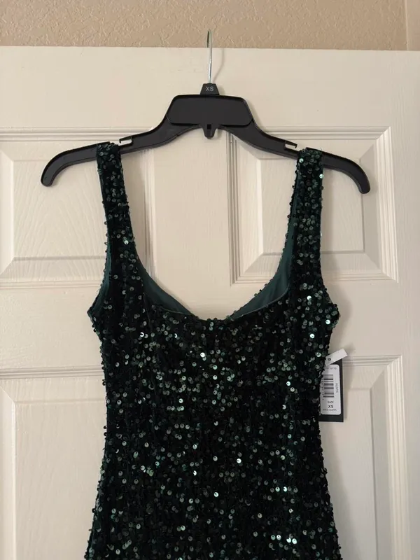 BNWT Jump Apparel Dark Green Sequin Mini Dress - Hunter Green - Image 3