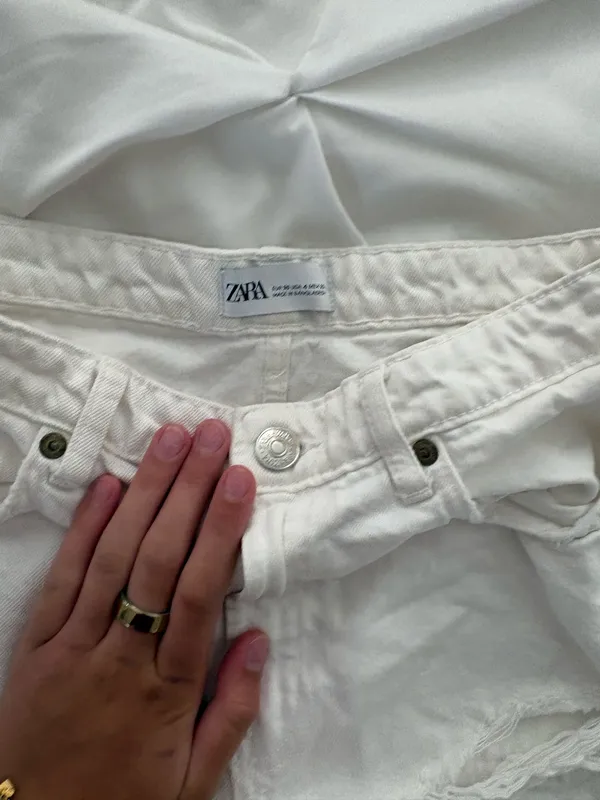 ZARA Jean Shorts Denim White - Image 2