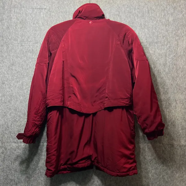 Vintage 90s Basic‎ Editions Winter Coat Puffer Quilted Lined Button Up Red Large - Image 10