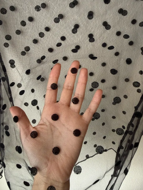 Sheer Polka Dot Mock Neck Top - Image 4