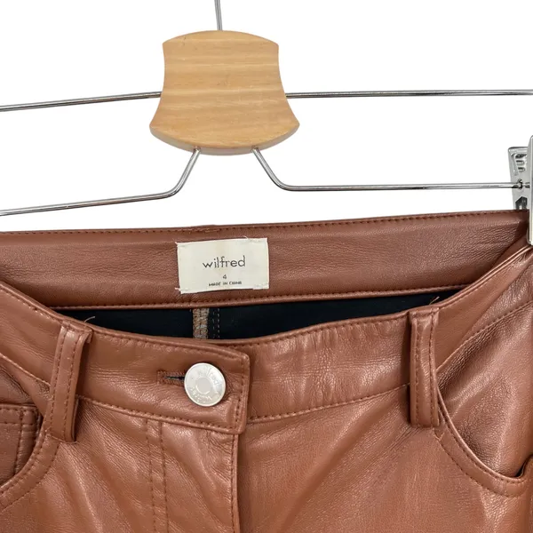 Aritzia Wilfred Melina Pants Vegan Faux Leather High Waist Brown Size‎ 4 - Image 6