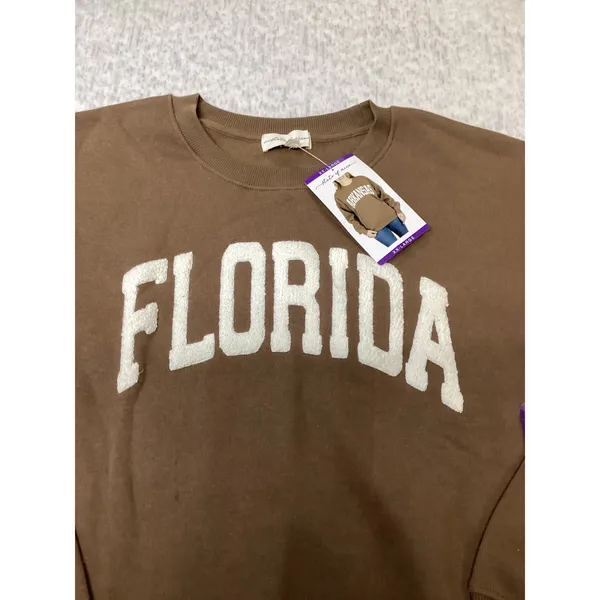 State of Mine Florida‎ Chenille Varsity Sweatshirt Brown XXL Womens Oversized… - Image 2
