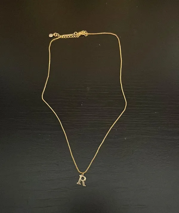 Initial “R” Pendant Necklace Gold - Image 2