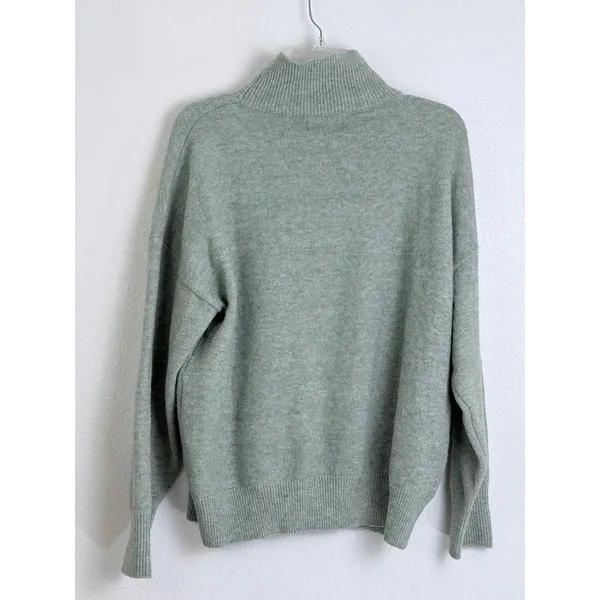 Minimalist Sage Green Mock Neck Pullover Sweater Industry L - Image 4