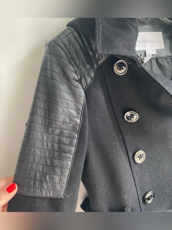 BCBGeneration black wool hooded double breasted winter dress coat Y2K academia - Image 4