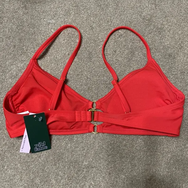 Wild Fable Hot Red Double Ring Center Bikini Swim Top Size M - Image 2