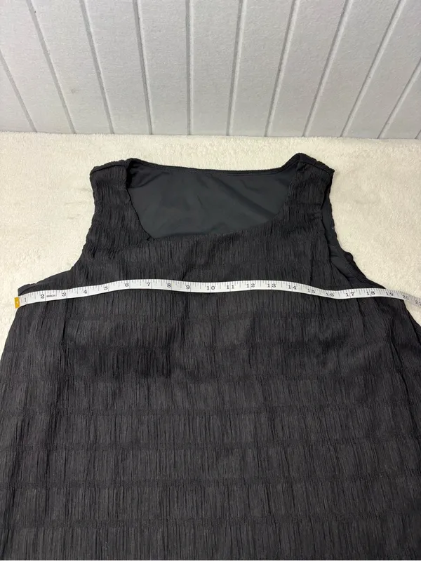 HALARA‎ Sleeveless tank Black Textured Ruffle-Hem Midi Dress Size XL NEW - Image 3