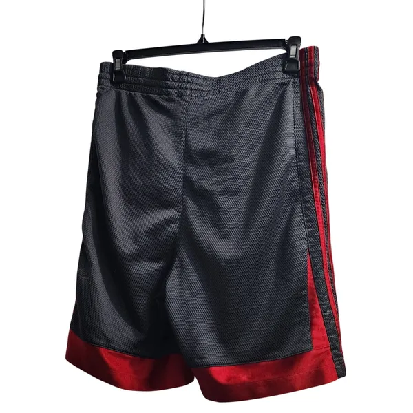 Adidas Athletic Shorts 3-Stripe Running‎ Gym Training Gray Red Women's L - Image 4
