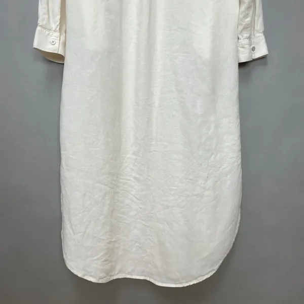 Old Navy Linen Blend Shirt Dress White Women Small Tall Long Sleeve Minimalist - Image 7