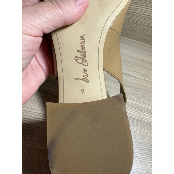 Sam Edelman Terra patent leather square-toe slingback block heel Tan Size 7 - Image 8