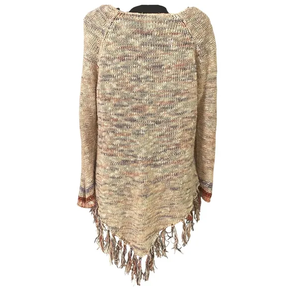 American Rag Fringe Knit Poncho Sweater Ramie Cotton Boho Western Festival LG - Image 3
