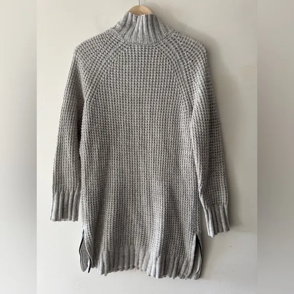 American Eagle Gray Waffle Knit Mock Neck Sweater Dress Long Sleeve‎ - Image 3