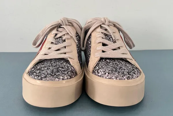 Shu Shop Reba Silver Glitter Star Platform Sneakers - Image 5