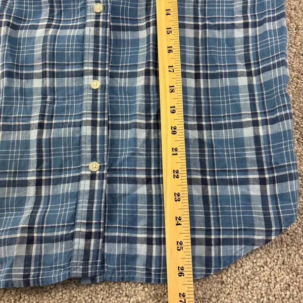 Lauren Ralph‎ Lauren Linen Plaid Shirt Womens S Blue Long Sleeve Button Preppy - Image 4