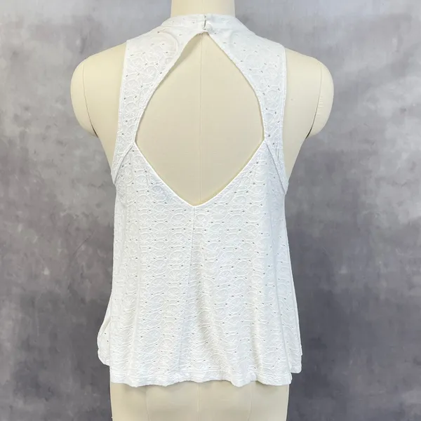American Eagle Eyelet Lace Tank Top‎ Women XS Swing Stretch Flowy Boho Cottage - Image 2
