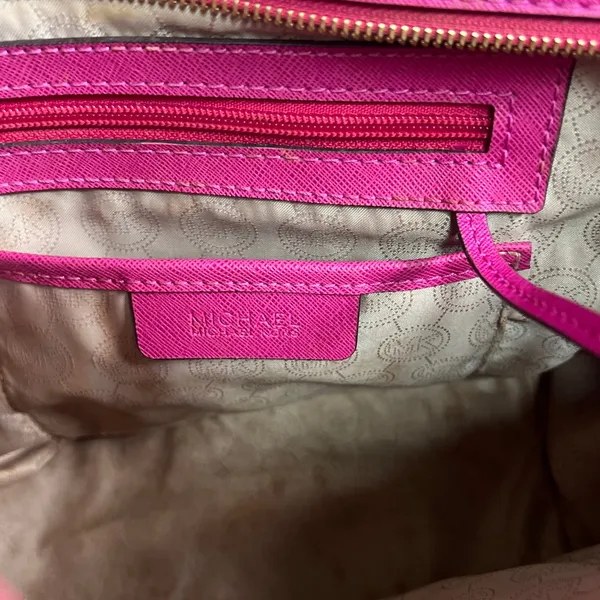 Michael Kors Selma Satchel Women Medium Magenta Pink Studded Saffiano Leather - Image 10