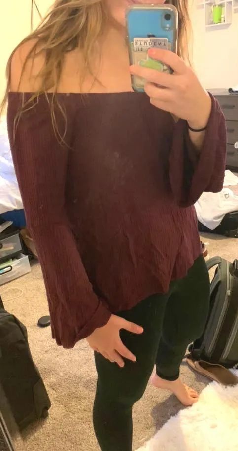 Hollister Maroon Of The Shoulder Sweater - Image 3