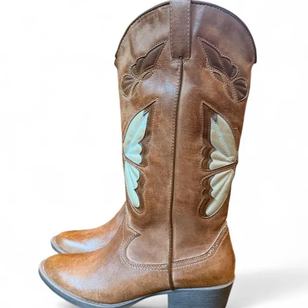 Coconuts by Matisse Monarch Butterfly Western Cowboy Boots Brown Size 6M - Image 2