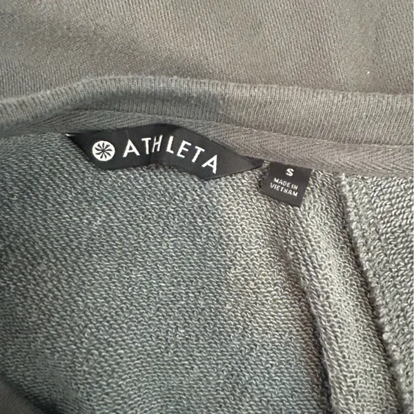 Athleta Studio Cinch Green Sweatshirt Dress Small Tie Waist Athleisure - Image 10