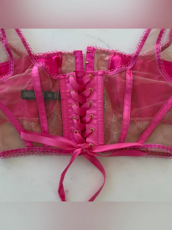 For Love And Lemons Pink Floral Corset Bra - Image 5