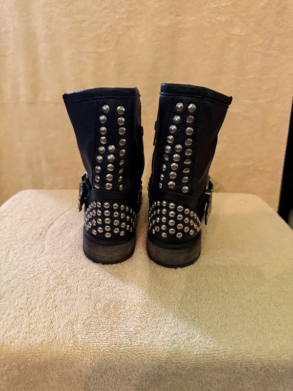 Steve Madden Boots Ankle Leather Black Moto - Image 2