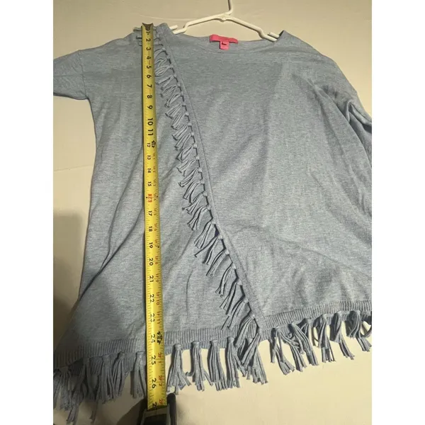 Lilly Pulitzer Blue Long Sleeve Round Neck Fringe Trim Cotton Pullover Tunic S - Image 5