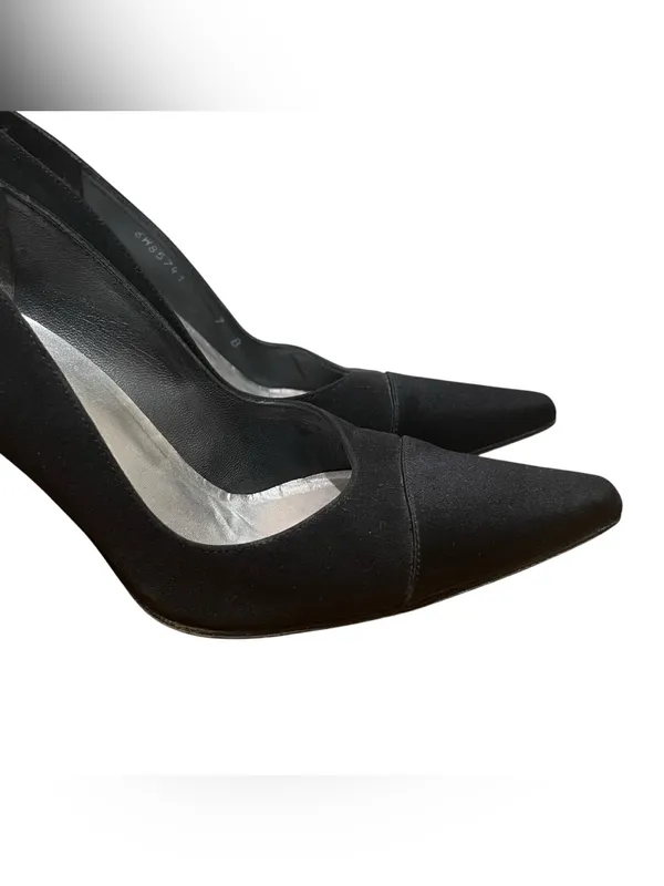 Stuart Weitzman Satin Pointed Toe Pumps Black Womens Size 7B Stiletto Heels - Image 3