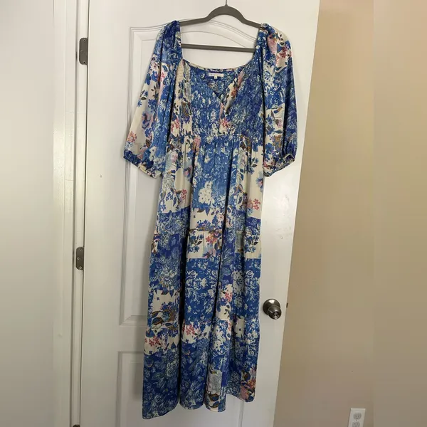 Baevely Smocked Boho Puff Sleeve Floral Maxi Dress - Image 4